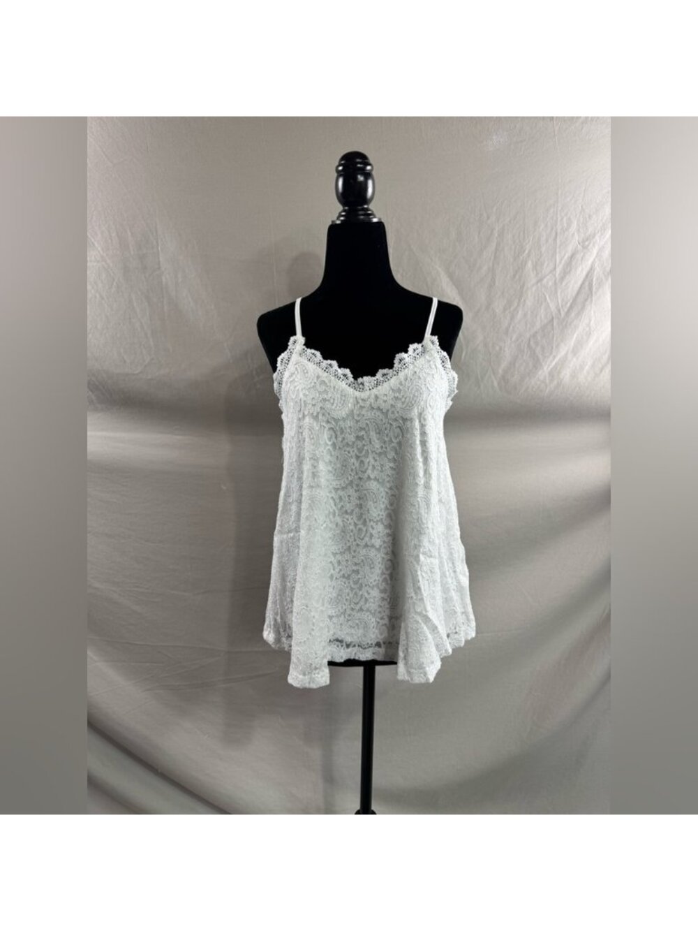 Boho Lace Spaghetti Strap Cami Top White - Picture 6 of 9